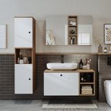 "lavabolu" Mdf 95 Cm Çekmeceli Lotus Oval Lavabolu Banyo Dolabı Atlantik Çam - Beyaz