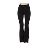 Lavajeans - Kadın Siyah Yüksek Bel Ispanyol Paça Keten Pantolon Siyah