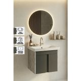 Lavanta 50 Cm, Led Aynalı, Banyo Dolabı Seti, Seramik Lavabo Dahil, Mdf, Led'li