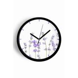 Lavanta Çiçek Modern Duvar Saati - 30cm - Önü Camlı Siyah Kasa - Sessiz Mekanizma, JH0756S30SKP