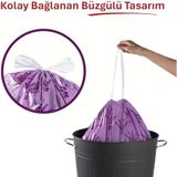 Lavanta Kokulu Büyük Boy Büzgülü Çöp Poşeti 10'lu 65X70 Cm, Kolay Bağlanır Kokulu Büzgülü Büyük Boy Çöp Torbası, Sızdırmaz, Yırtılmaz, Geri Dönüştürülebilir Torba, Ekstra Güçlü Çöp Poşeti