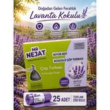 Lavanta Kokulu Büzgülü Büyük Boy 65X70 cm Çöp Torbası 1 Koli 25 Rulo 250 Adet - 65 x 70 cm