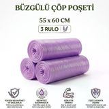 Lavanta Kokulu Büzgülü Çöp Torbası Orta Boy 55X60 Cm 30 Adet - Sızdırmaz Ve Dayanıklı