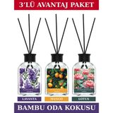 Lavanta , Mango , Lotus Çubuklu Oda Kokusu Esansiyel Uçucu Yağ 50 ml x 3 Lü Set - Şeffaf