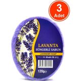 Lavanta Özlü Süngerli Sabun Banyo Duş Sabunu 120 G x 3 Adet