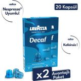 Lavazza Decaf Kafeinsiz Nespresso Uyumlu Alüminyum Kapsül Kahve | 2 Kutu - 20 Kapsül