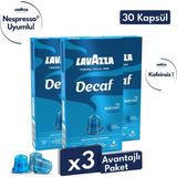 Lavazza Decaf Kafeinsiz Nespresso Uyumlu Alüminyum Kapsül Kahve | 3 Kutu - 30 Kapsül