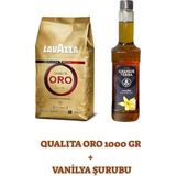 Lavazza Qualità Oro Kahve Çekirdeği 1000 gr ve Grande Terra Vanilya Şurubu 750 ml Seti - 1 kg