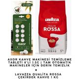 Lavazza Qualità Rossa Çekirdek Kahve 1 kg + Axor Kahve Makinesi Temizleme Tableti Seti