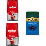 Lavazza Qualita Rossa Çekirdek Kahve 2 kg + Jacobs Flavours Fındık Aromalı Filtre Kahve 250 gr - Cafe Crema
