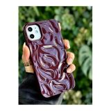 Lavderuar iPhone 11 İle Uyumlu 3D Dalga Efektli Glossy Finish Premium Koruma Kılıfı - Deep Plum