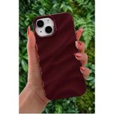 Lavderuar iPhone 14 Plus - 15 Plus İle Uyumlu 3D Dalga Efektli Glossy Finish Premium Koruma Kılıfı - Deep Plum