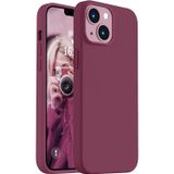 Lavderuar iPhone 14 Plus / 15 Plus ile Uyumlu İçi Kadife Lansman Silikon Kılıf – Kamera Korumalı, Darbe Emici, Premium Yumuşak Kapak Bordo