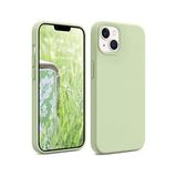 Lavderuar iPhone 14 Plus / 15 Plus ile Uyumlu İçi Kadife Lansman Silikon Kılıf – Kamera Korumalı, Darbe Emici, Premium Yumuşak Kapak Fıstık Yeşili