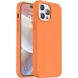 Lavderuar iPhone 14 Pro ile Uyumlu İçi Kadife Lansman Silikon Kılıf – Kamera Korumalı, Darbe Emici, Premium Yumuşak Kapak turuncu