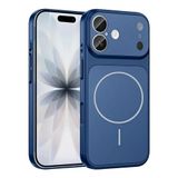 Lavderuar iPhone 16 İle Uyumlu Mıknatıslı Manyetik Kablosuz Şarj Özellikli Lansman Kılıf, Kamera Korumalı Darbeye Dayanıklı Premium Silikon Kapak Lacivert