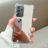 Lavderuar Samsung Galaxy A72 İle Uyumlu Yüksek Kalite Özel Üretim Aynalı Kamera Koruma Çıkıntılı Parlak Kapak Telefon Kılıfı Kılıf-SZR02