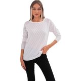 Lavella Kadın Baklava Dilimi Desenli Kazak 12781 BGL-ST04110 - M - L - Beyaz