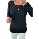 Lavella Kadın Baklava Dilimi Desenli Kazak 12781 BGL-ST04110 - M - L - Siyah
