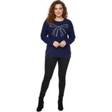 Lavella Kadın V Yaka Inci Modelli Sakallı Triko Kazak BGL-ST05078 - Lacivert - M - L