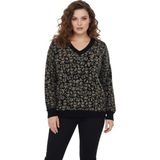 Lavella Kadın V Yaka Leopar Desen Sakallı Triko Kazak BGL-ST05079 - Siyah - M - L