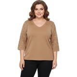 Lavella Kadın V Yaka Yaka Truva Kol Kazak BGL-ST05081 - Camel - M - L