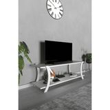 Lavellan Liva Modern Tv Sehpası – Çift Katlı Fonksiyonel Televizyon Ünitesi - Beyaz