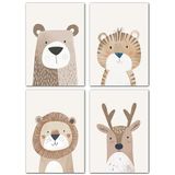 LAVEMA Bebek odası dekorasyonu resimleri, çocuk odası, hayvan posteri, bej | Poster A4 (21 x 30 cm) resim çerçevesiz | dekorasyon resimleri, çocuk odası, kız ve erkek çocuklar