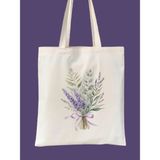 Lavender Bow, Lavanta Çiçek Y2k Retro Ham Bez Tote Bag Çanta, Pinterest Çanta - 10D-Krem