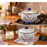 Lavender Emaye Tencere 6 Litrelik 26 cm Çap Süt Yoğurt Çorba Yemek Tenceresi