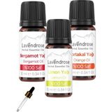Lavendrose Yoga Enerji Uçucu Yağ Aromaterapi Set Saf Bergamot Yağ Portakal Yağ Limon Yağ