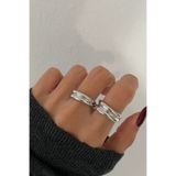 Lavian Accessories 2’li Geometric Band Yüzük Seti