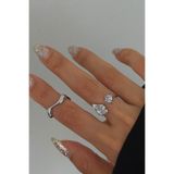 Lavian Accessories 2’li Gold Nora Taş Detaylı Yüzük Seti (AYARLANABİLİR)