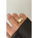 Lavian Accessories Gold Bombeli Kalp Vintage Ayarlanabilir Yüzük