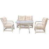 Lavida Bahçe Oturma Takımı | Rattan 2+1+1 ve Sehpa - Krem - 120x73x87