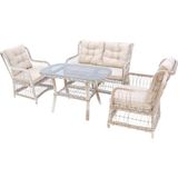 Lavida Bahçe Oturma Takımı | Rattan 2+1+1 ve Sehpa - Krem - 120x73x87