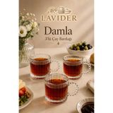 Lavider Damla Boncuk Kulplu Çay ve Kahve Yanı Cam Bardak 3'lü Set