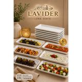 Lavider KÜTAHYA Luna Serisi 6'lı Servis Tabağı | Kahvaltılık Mezelik Çerezlik Sunum Tabağı