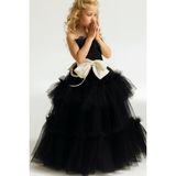Laviella Kids Couture Kız Çocuk Abiye Inci Fiyonk Detaylı Tül Elbise - 11 - 12 Yaş - Siyah