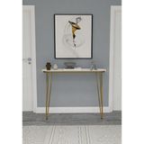 Laviento Home 80X18 Dresuar Antre Hol Dekorasyon Ürünleri Altın Model Altın Beyaz Elips, One Size - Beyaz - Gold