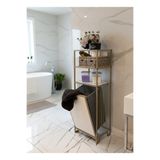 Lavientohome 3 Raflı Çamaşır Sepeti Dolabı – Metal Gövdeli Banyo Organizeri & Kirli Çamaşır Sepeti Cappucino