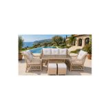 LAVİLLA GARDEN Rüya Rattan Puflu Bahçe Balkon Takımı 3+1+1 Masa