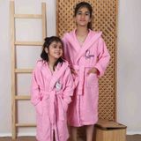 Lavin Pamuklu Kapüşonlu Gençve Çocuk Bornozu - 5 - 6 Yaş - Pembe
