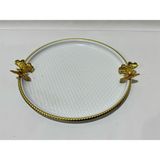 LAVİN TEPSİ METAL DÖVMELİ YUVARLAK KELEBEK BEYAZ LVN 43083 3083 21CM