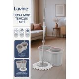 Lavine 360 Ultra Mop Premium Temizlik Seti 16LT Gri Döner Başlıklı Paslanmaz Çelik Sap - Antrasit - Seçenek 1
