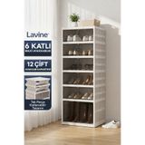 Lavine 6 Katlı Akordiyon Ayakkabılık 12 Çift Ayakkabı Kapasiteli Katlanır Portatif Ayakkabı Düzenleyici