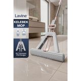 Lavine Kelebek Mop Kendinden Sıkmalı PVA Sünger Mop Teleskopik Saplı Kıl Tüy ve Su Emici Yer Temizleme Mop
