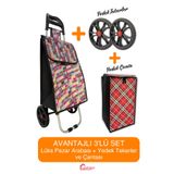 LAVİNGER Pazar Arabası Plus Avantajlı 3' lü SET Pazar Arabası + Yedek Tekeri + Yedek Çantası.