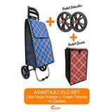 lavinger Pazar Arabası Plus Avantajlı 3' Lü Set Pazar Arabası + Yedek Tekeri + Yedek Çantası. Çok Renkli