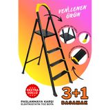 LAVİNGER Ze Hardy 3+1 Basamaklı Özel Tasarım Hafif Merdiven (Kaymaz Papuçlu) Dayanıklı Paslanmaz